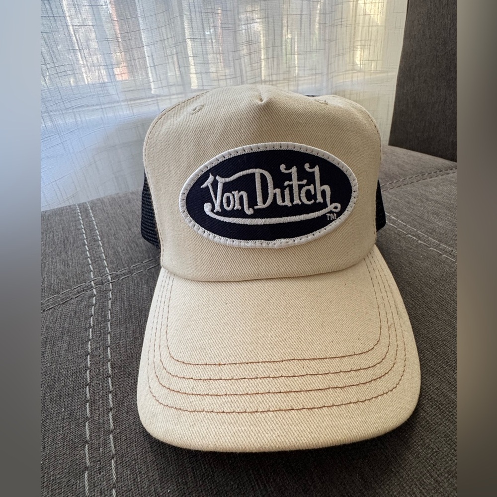Von Dutch Tan and Black Logo Cap